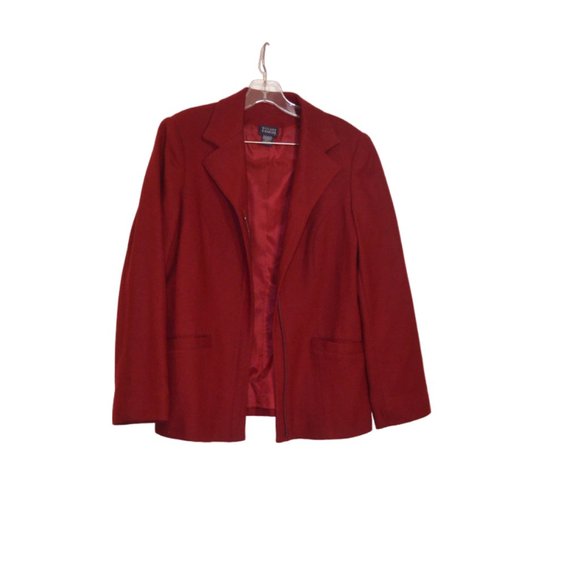 Hillard & Hanson TM 100% Wool Dark Red Lining Pockets Women's Jacket 8 - Picture 1 of 8